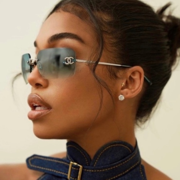 Chanel Gradient Lenses Vintage Rimless Sunglasses